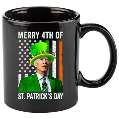 Merry 4th Of St Patrick's Day Joe Biden Leprechaun Hat 11oz C Handle Ceramic Mug
