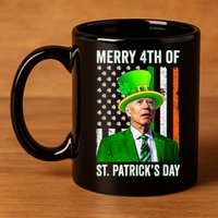 Merry 4th Of St Patrick's Day Joe Biden Leprechaun Hat 11oz C Handle Ceramic Mug