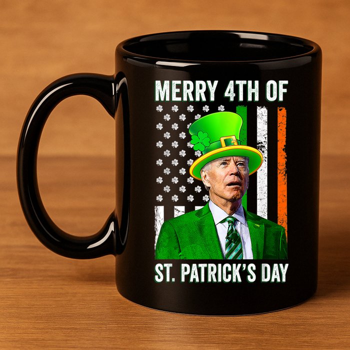 Merry 4th Of St Patrick's Day Joe Biden Leprechaun Hat 11oz C Handle Ceramic Mug