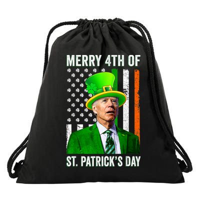 Merry 4th Of St Patrick's Day Joe Biden Leprechaun Hat Drawstring Bag