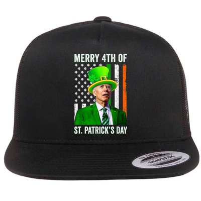 Merry 4th Of St Patrick's Day Joe Biden Leprechaun Hat Flat Bill Trucker Hat