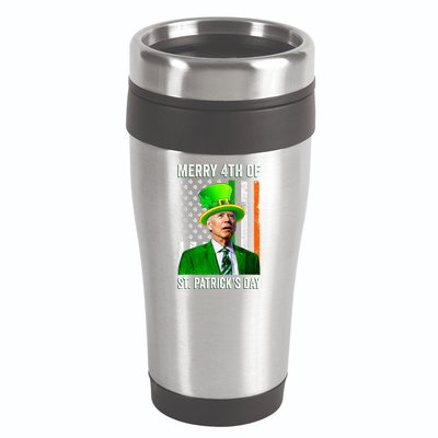 Merry 4th Of St Patrick's Day Joe Biden Leprechaun Hat 16oz Travel Tumbler