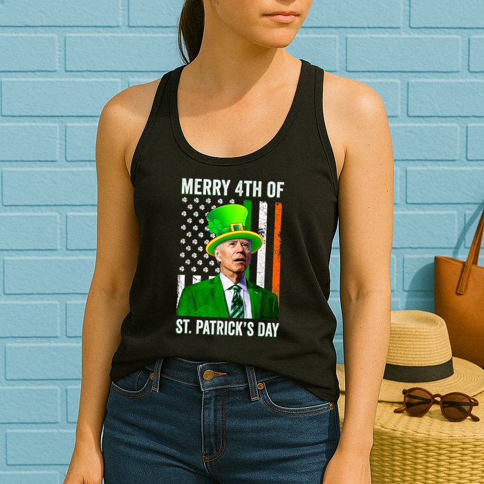 Merry 4th Of St Patrick's Day Joe Biden Leprechaun Hat Womens Tank Top