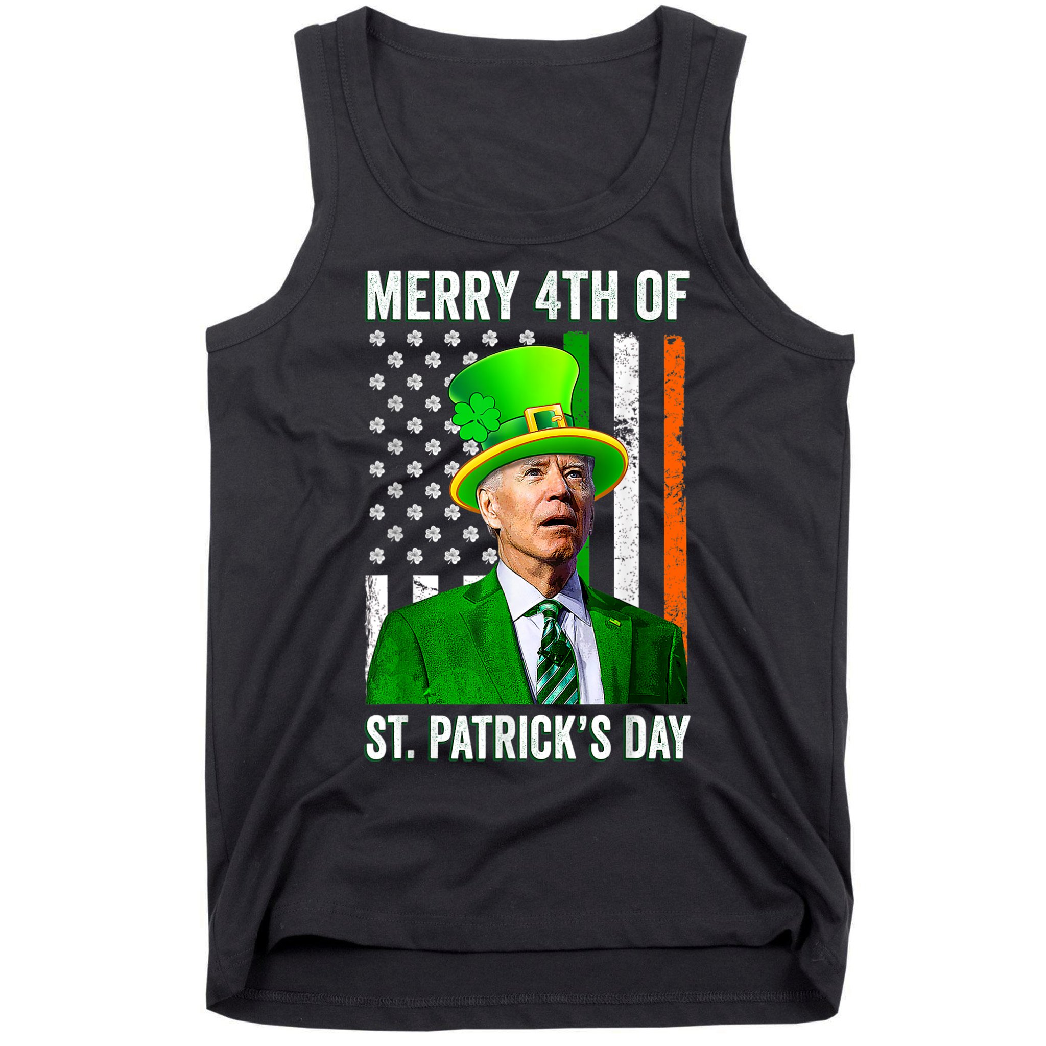 Merry 4th Of St Patrick's Day Joe Biden Leprechaun Hat Tank Top