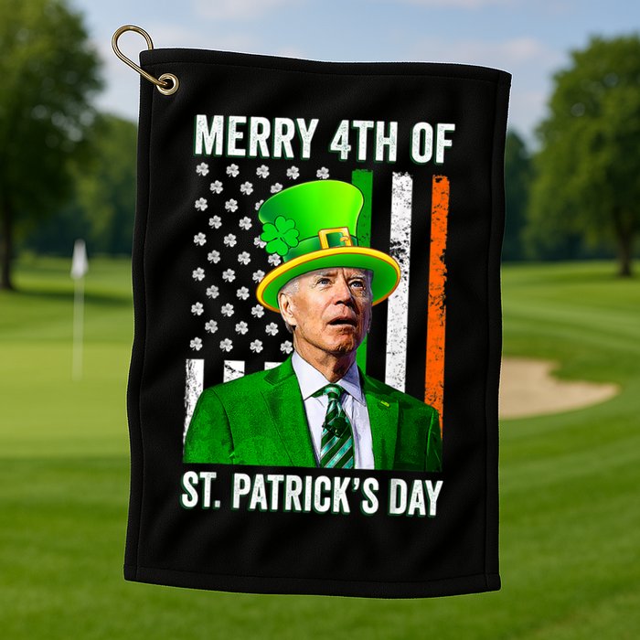 Merry 4th Of St Patrick's Day Joe Biden Leprechaun Hat Golf Towel