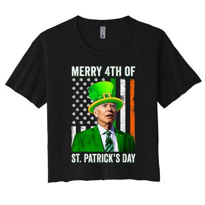 Merry 4th Of St Patrick's Day Joe Biden Leprechaun Hat Crop Top