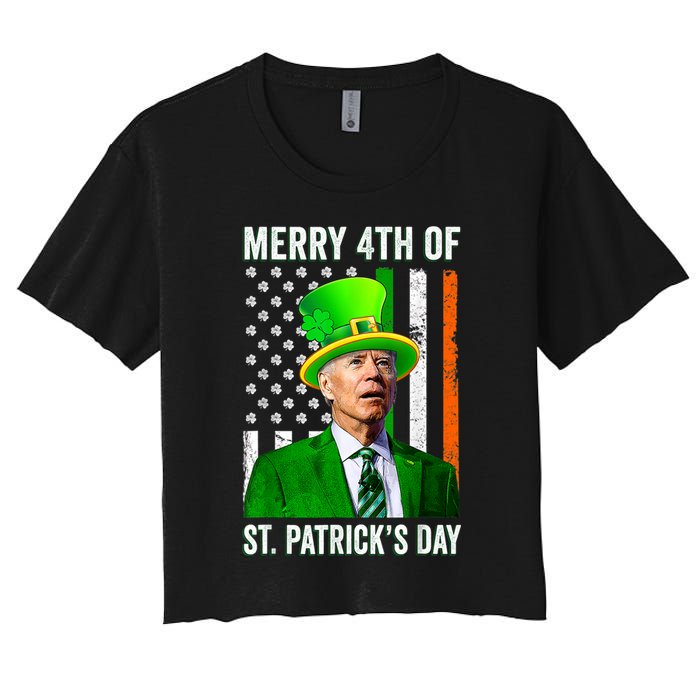 Merry 4th Of St Patrick's Day Joe Biden Leprechaun Hat Crop Top
