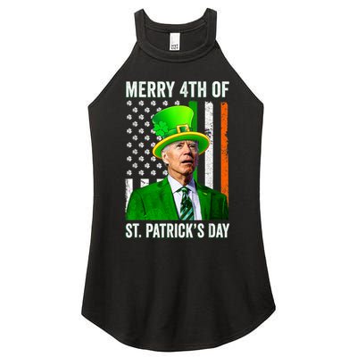 Merry 4th Of St Patrick's Day Joe Biden Leprechaun Hat Women's Perfect Tri Rocker Tank