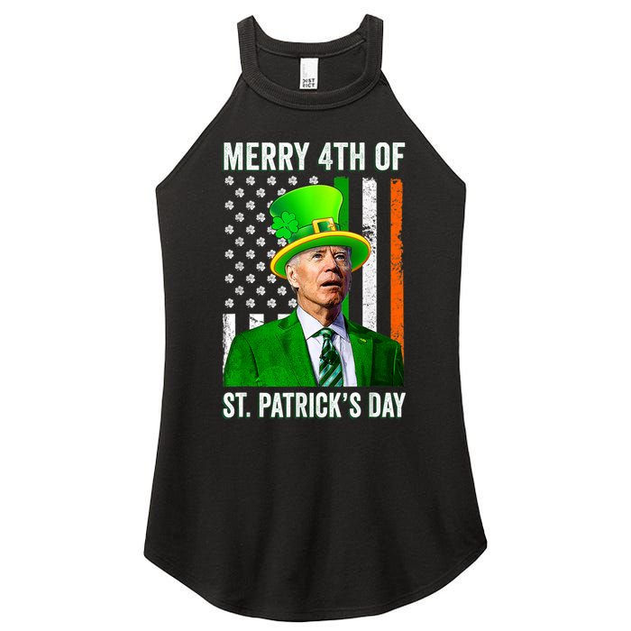 Merry 4th Of St Patrick's Day Joe Biden Leprechaun Hat Women's Perfect Tri Rocker Tank