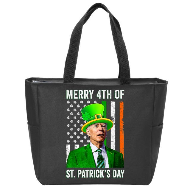 Merry 4th Of St Patrick's Day Joe Biden Leprechaun Hat Zip Tote Bag