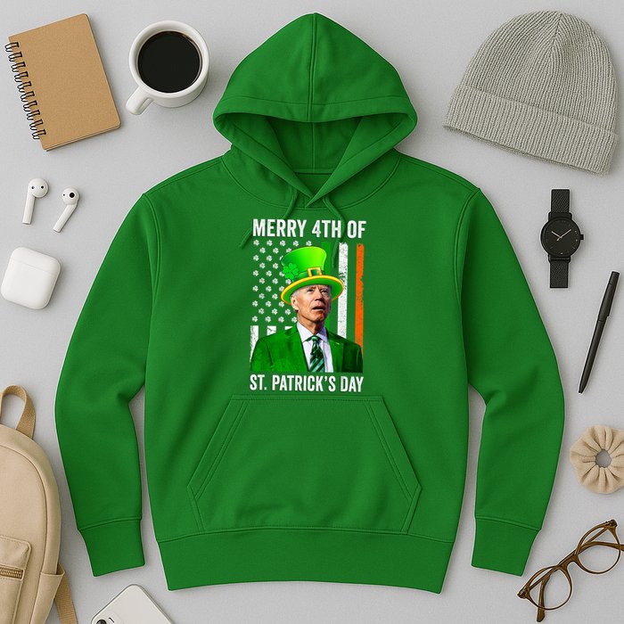 Merry 4th Of St Patrick's Day Joe Biden Leprechaun Hat Hoodie