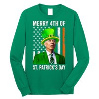 Merry 4th Of St Patrick's Day Joe Biden Leprechaun Hat Long Sleeve Shirt