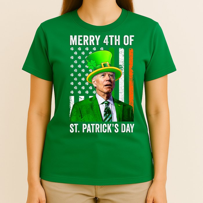 Merry 4th Of St Patrick's Day Joe Biden Leprechaun Hat T-Shirt