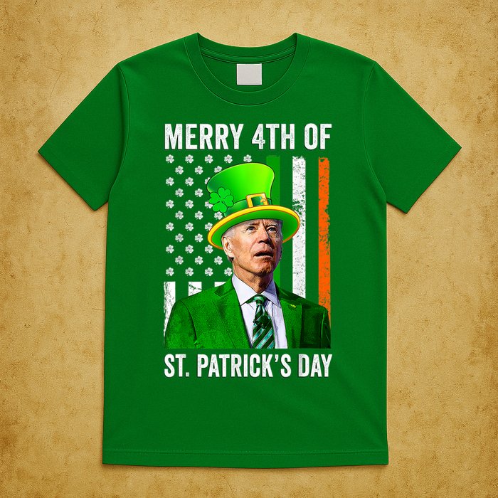 Merry 4th Of St Patrick's Day Joe Biden Leprechaun Hat T-Shirt
