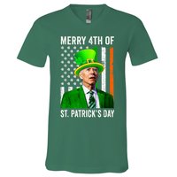 Merry 4th Of St Patrick's Day Joe Biden Leprechaun Hat V-Neck T-Shirt