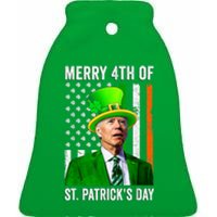 Merry 4th Of St Patrick's Day Joe Biden Leprechaun Hat Ceramic Bell Ornament