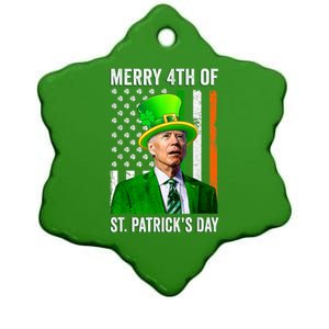 Merry 4th Of St Patrick's Day Joe Biden Leprechaun Hat Ceramic Star Ornament