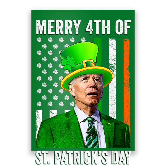 Merry 4th Of St Patrick's Day Joe Biden Leprechaun Hat Poster