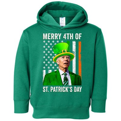 Merry 4th Of St Patrick's Day Joe Biden Leprechaun Hat Toddler Hoodie