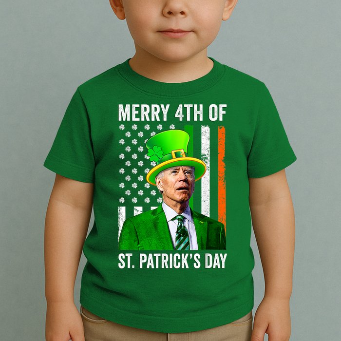 Merry 4th Of St Patrick's Day Joe Biden Leprechaun Hat Toddler T-Shirt