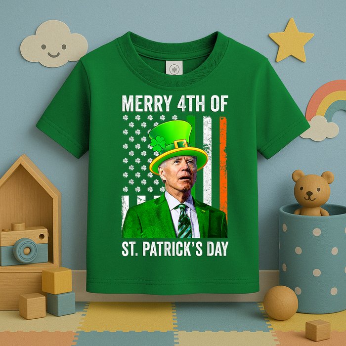 Merry 4th Of St Patrick's Day Joe Biden Leprechaun Hat Toddler T-Shirt