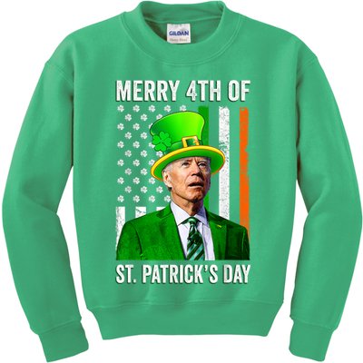 Merry 4th Of St Patrick's Day Joe Biden Leprechaun Hat Kids Sweatshirt