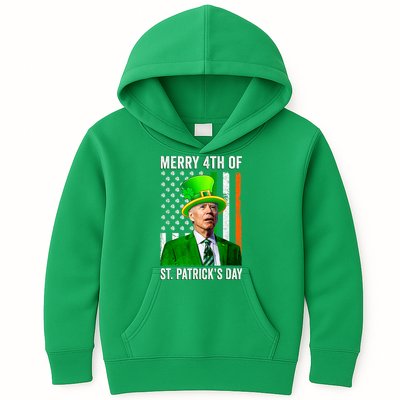 Merry 4th Of St Patrick's Day Joe Biden Leprechaun Hat Kids Hoodie