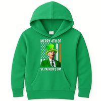 Merry 4th Of St Patrick's Day Joe Biden Leprechaun Hat Kids Hoodie