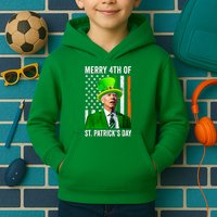 Merry 4th Of St Patrick's Day Joe Biden Leprechaun Hat Kids Hoodie