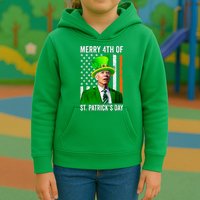 Merry 4th Of St Patrick's Day Joe Biden Leprechaun Hat Kids Hoodie