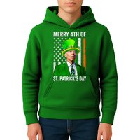 Merry 4th Of St Patrick's Day Joe Biden Leprechaun Hat Kids Hoodie