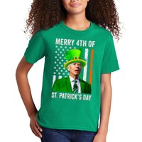 Merry 4th Of St Patrick's Day Joe Biden Leprechaun Hat Kids T-Shirt