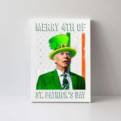 Merry 4th Of St Patrick's Day Joe Biden Leprechaun Hat Canvas