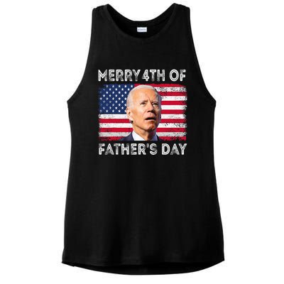 Merry 4th Of July Fathers Day 4th Of July Ladies PosiCharge Tri-Blend Wicking Tank