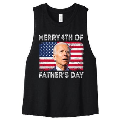 Merry 4th Of July Fathers Day 4th Of July Women's Racerback Cropped Tank