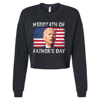 Merry 4th Of July Fathers Day 4th Of July Cropped Pullover Crew