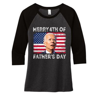 Merry 4th Of July Fathers Day 4th Of July Women's Tri-Blend 3/4-Sleeve Raglan Shirt