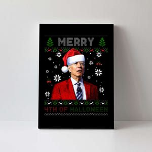 Merry 4th Of Halloween Funny Biden Ugly Christmas Sweater Canvas