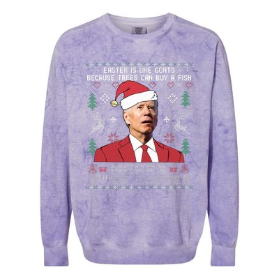 Merry 4th Of Easter Funny Joe Biden Sweater Ugly Christmas Colorblast Crewneck Sweatshirt