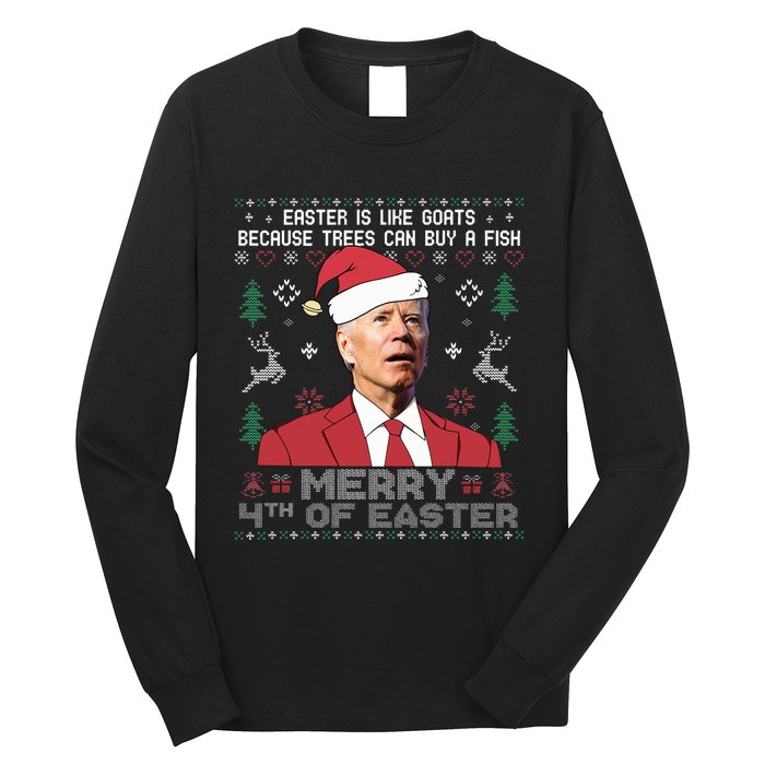 Merry 4th Of Easter Funny Joe Biden Sweater Ugly Christmas Long Sleeve Shirt