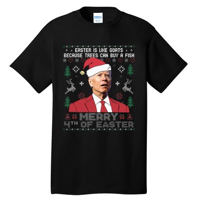 Merry 4th Of Easter Funny Joe Biden Sweater Ugly Christmas Tall T-Shirt