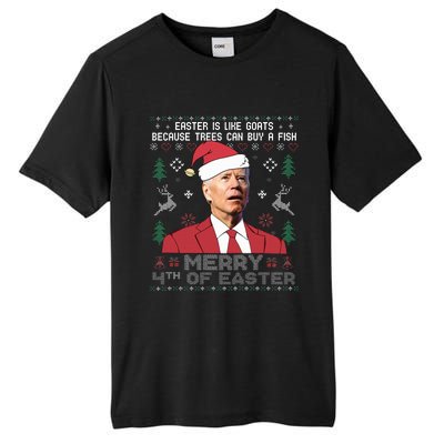 Merry 4th Of Easter Funny Joe Biden Sweater Ugly Christmas Tall Fusion ChromaSoft Performance T-Shirt