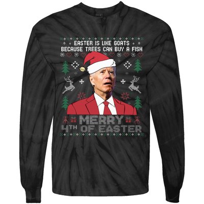 Merry 4th Of Easter Funny Joe Biden Sweater Ugly Christmas Tie-Dye Long Sleeve Shirt