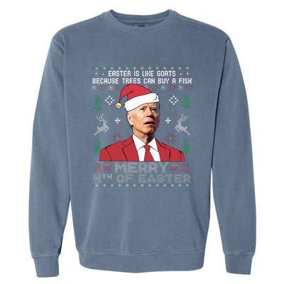 Merry 4th Of Easter Funny Joe Biden Sweater Ugly Christmas Garment-Dyed Sweatshirt