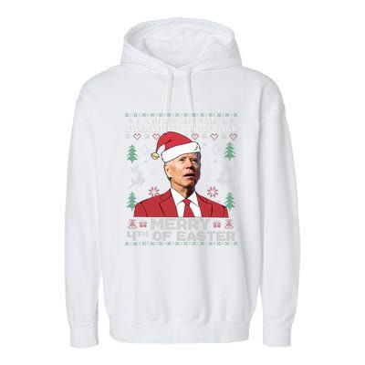 Merry 4th Of Easter Funny Joe Biden Sweater Ugly Christmas Garment-Dyed Fleece Hoodie