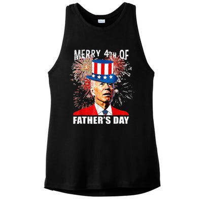 Merry 4th Of Fathers Day July 4th America Joe Biden USA Ladies PosiCharge Tri-Blend Wicking Tank