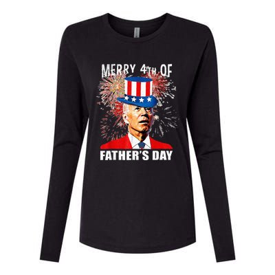 Merry 4th Of Fathers Day July 4th America Joe Biden USA Womens Cotton Relaxed Long Sleeve T-Shirt