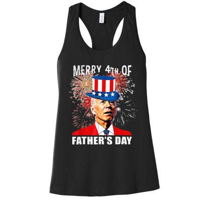 Merry 4th Of Fathers Day July 4th America Joe Biden USA Women's Racerback Tank