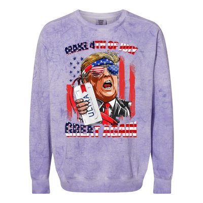 Make 4th Of July Great Again Funny Trump Drinking Beer Colorblast Crewneck Sweatshirt