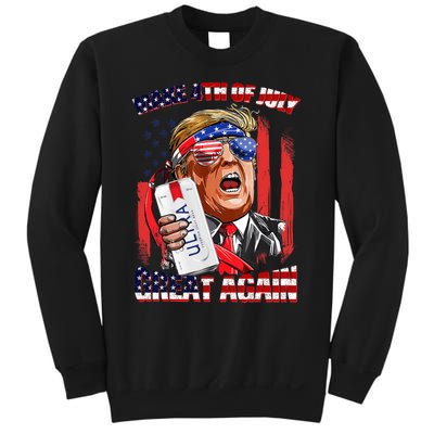 Make 4th Of July Great Again Funny Trump Drinking Beer Sweatshirt